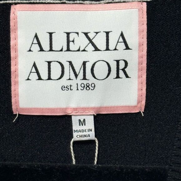 Alexia Admor Frances Preppy Cardigan Sweater Black M NEW - Picture 2 of 6